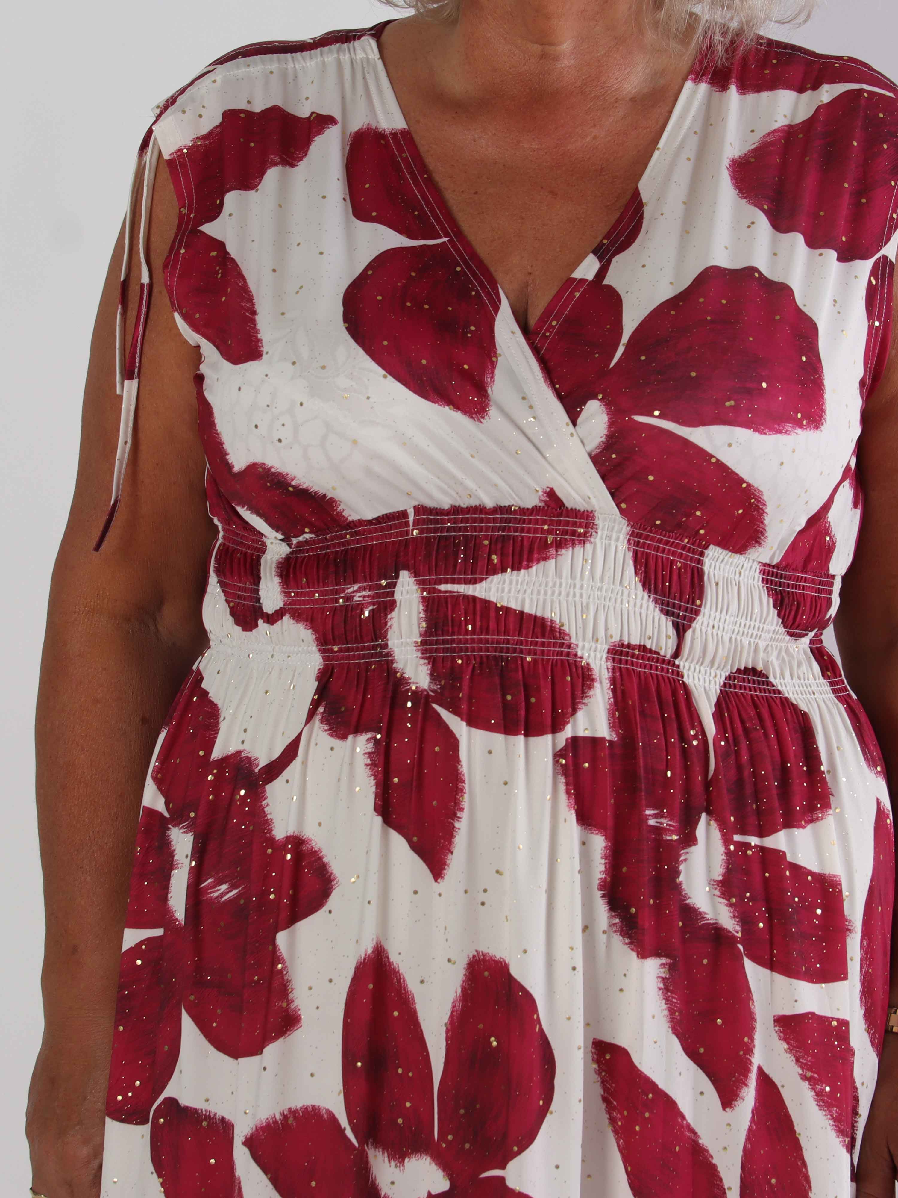 Pams Art Flower Sleeveless - Elastisk plus size kjole med store blomstermotiver